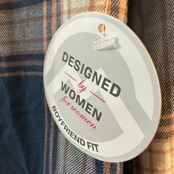 Magellan Women's Lons Sleeve Willow Creek Blue Flannel Boyfriend Fit Large - Picture 4 of 8